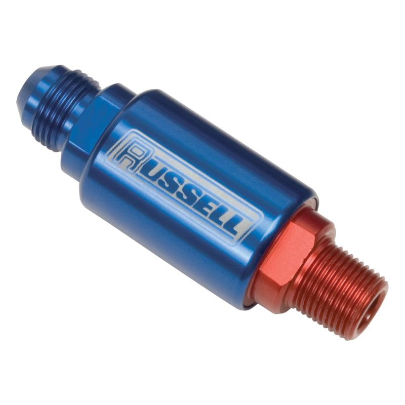 Russell Comp Fuel Filter #6 X 3/8 Male Npt Red/Blue Anodize 650190 Photo - Primary