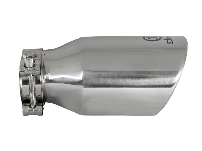 aFe Takeda 304 Stainless Steel Clamp-On Exhaust Tip 2.5in. Inlet / 4in. Outlet / 8in. L - Polished 49T25404-P08 49T25404-P08 Photo - Unmounted