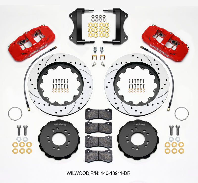Wilwood AERO6 Front Hat Kit 15.00 Drilled Red 2014-up Corvette C7 w/Lines 140-13911-DR 140-13911-DR Photo - Primary