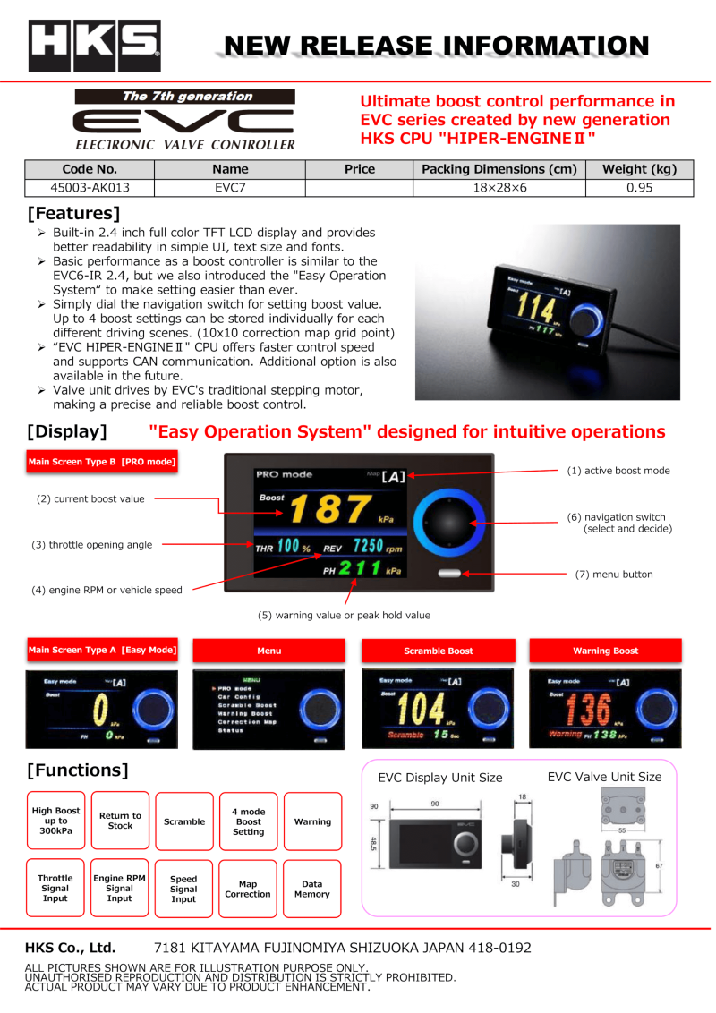 HKS EVC7-IR 2.4 45003-AK013 45003-AK013 User 1