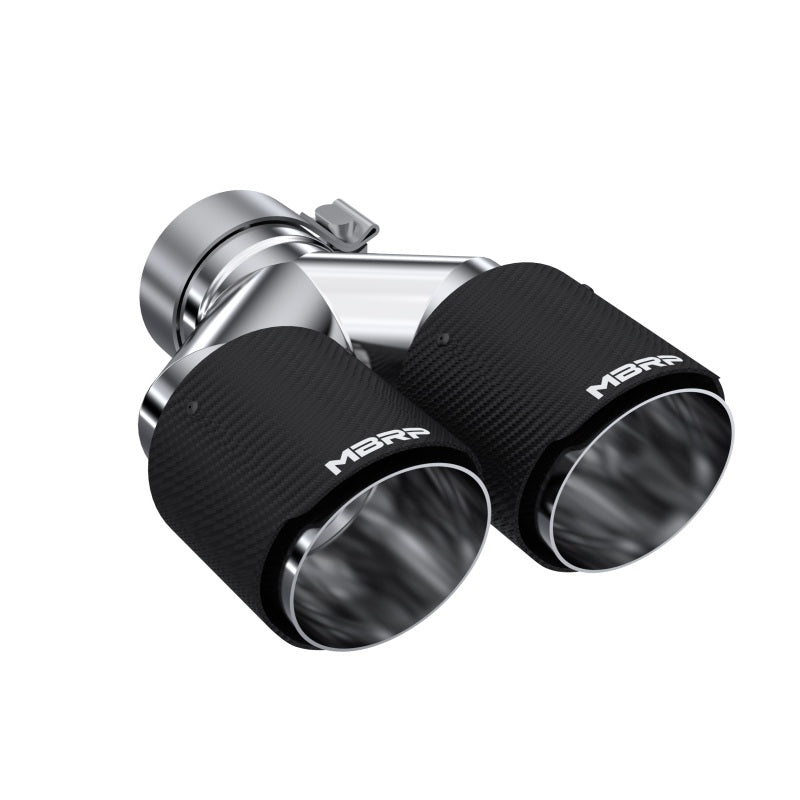MBRP 3in ID / Dual 4in OD Out Staggered L 9.37in / R 9.87in Dual Wall Carbon Fiber Univ Exhaust Tip T5183CF T5183CF Photo - Primary