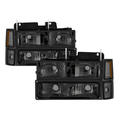 SPYDER Xtune Chevy Suburban 94-98 Headlights w/ Corner & Parking Lights 8pcs Smoked HD-JH-CCK88-AM-SM-SET 5072238 5072238 Photo - Primary