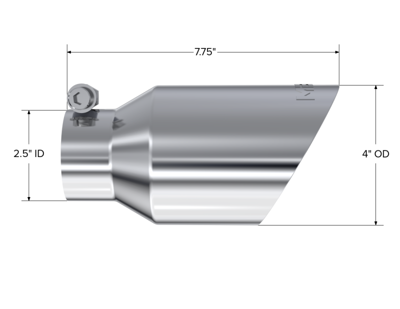 MBRP Universal Tip 4in O.D. Dual Wall Angled 2.5in inlet 8in length T5123 Photo - Close Up
