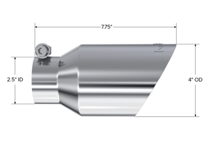 MBRP Universal Tip 4in O.D. Dual Wall Angled 2.5in inlet 8in length T5123 Photo - Close Up