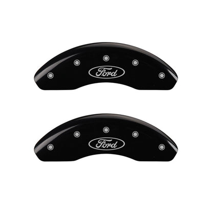 MGP Front set 2 Caliper Covers Engraved Front Oval logo/Ford Black finish silver ch 10228FFRDBK 10228FFRDBK Photo - Primary