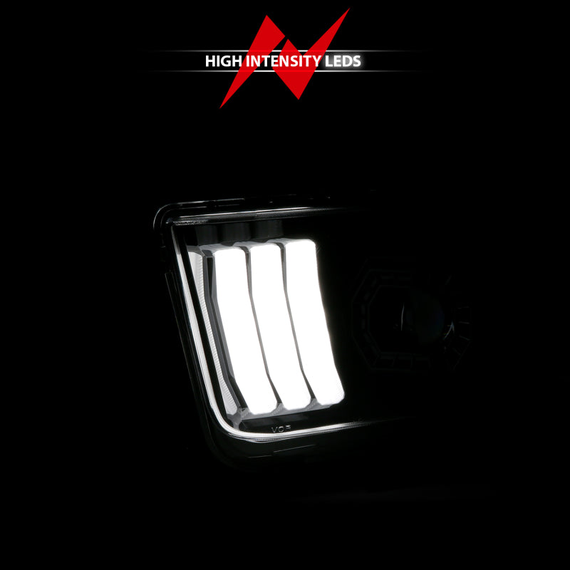 ANZO 05-09 Ford Mustang (w/Factory Halogen HL Only) Projector Headlights w/Light Bar Black Housing 121566 121566 Photo - Unmounted