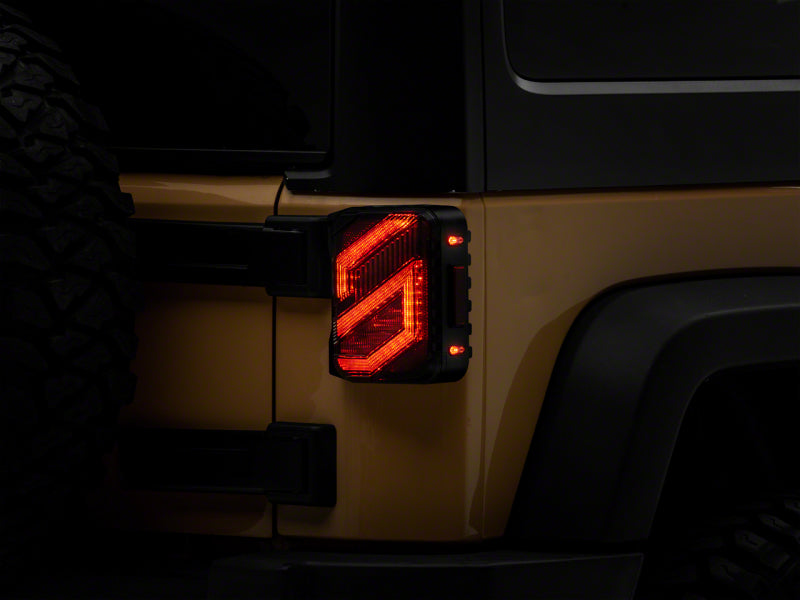 Raxiom 07-18 Jeep Wrangler JK Axial Series Trident LED Tail Lights- Blk Housing (Clear Lens) J173719 J173719 Photo - Primary