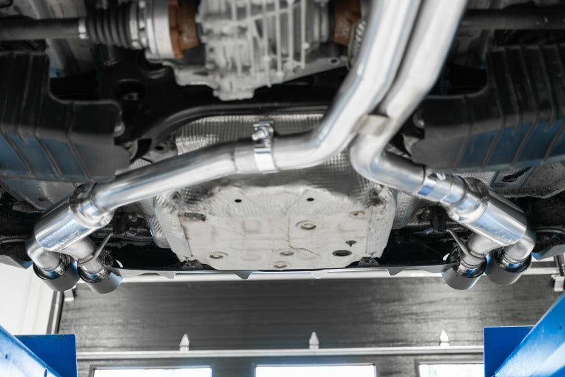 MBRP 18-21 Audi S5 Coupe/S4 Sedan T304 SS 2.5in Cat-Back Quad Rear Exit Exhaust - Carbon Fiber Tips S46073CF S46073CF Photo - Mounted