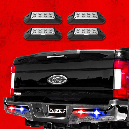 XKGLOW XK Glow Strobe Pod Lights w/ Traffic Modes Ultra LEDs Multiple Modes + Solid On - Red + Blue 4pc XK052001-4RB XK052001-4RB User 1
