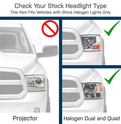 Raxiom 09-18 Dodge RAM 1500 Non-Projector LED Halo Headlights- Chrome Housing (Clear Lens) R111517 R111517 Photo - Close Up