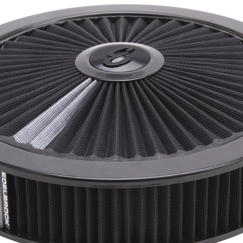 Edelbrock Air Cleaner, Pro-Flo High-Flow Series, Round, Filtered Top, Black Clot 43662 Photo - out of package