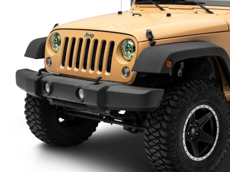 Raxiom 07-18 Jeep Wrangler JK 7-In LED Headlights Green Housing- Clear Lens J154699 J154699 Photo - Close Up
