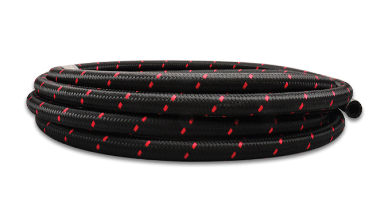 Vibrant 2ft Roll of Black Red Nylon Braided Flex Hose; AN Size: -8; Hose ID: 0 11958R Photo - Primary