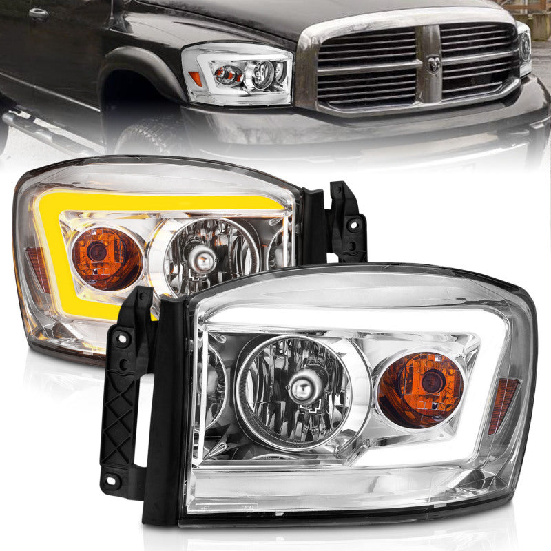 Anzo 06-09 Dodge RAM 1500/2500/3500 Headlights Chrome Housing/Clear Lens (w/Switchback Light Bars) 111527 111527 Photo - Primary