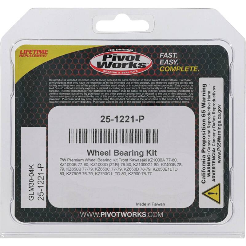 Pivot Works Kawasaki Wheel Bearing Kit Premium Bearings 25-1221-P 25-1221-P Photo - Primary