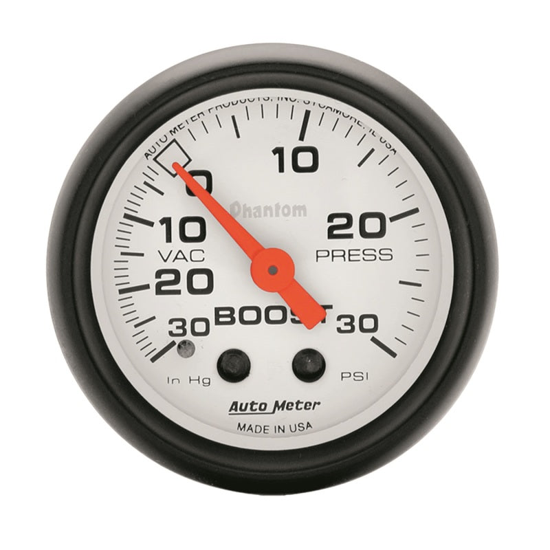 Autometer Gauge, Vac/Boost, 2 1/16", 30In Hg-30Psi, Mechanical, Phantom 5703 Photo - Primary