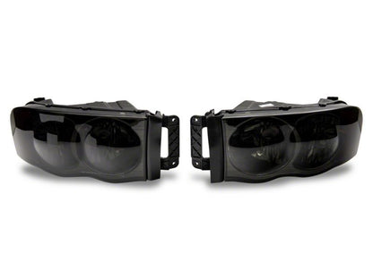 Raxiom 02-05 Dodge RAM 1500 Axial Series OEM Style Rep Headlights- Chrome Housing- Smoked Lens R118009 R118009 Photo - Close Up