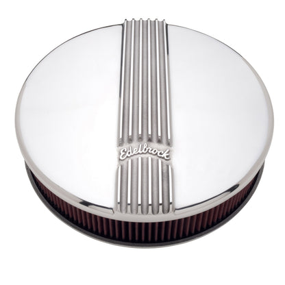 Edelbrock Air Cleaner, Classic Series, Round, Aluminum Top, Cloth Element, 14" D 4117 Photo - out of package