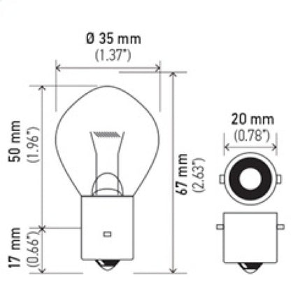 Hella Bulb 660 12V 60W Ba20S B11 660 660 Technical Drawing