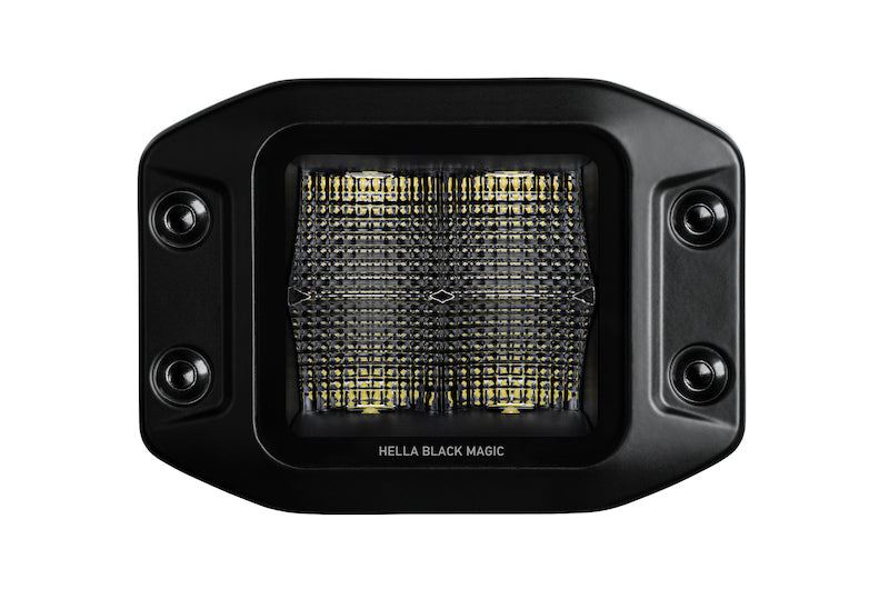 Hella Universal Black Magic 3.2in L.E.D. Cube Kit - Flood Beam (Flush Mount) 358176831 358176831 Photo - out of package