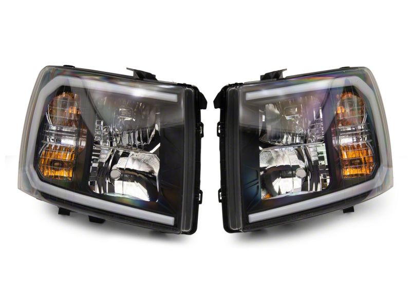 Raxiom 07-13 Chevrolet Silverado 1500 Axial Headlights w/ SEQL LED Bar- Blk Housing (Clear Lens) S138004 S138004 Photo - Close Up