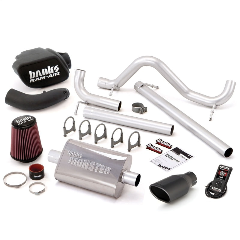 Banks Power 07-11 Jeep 3.8L Wrangler - 4dr Stinger Sys w/ AutoMind - SS Single Exhaust w/ Black Tip 51341-B 51341-B Photo - Primary