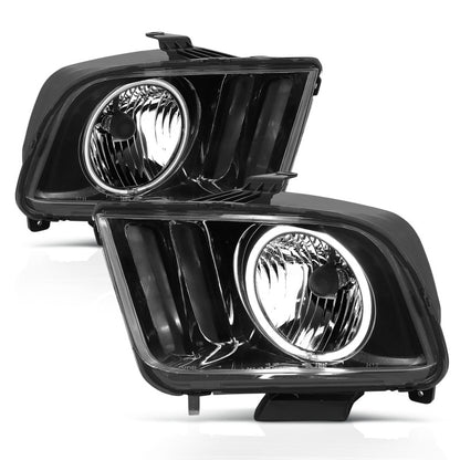 Anzo 2005-2009 Ford Mustang Crystal Headlights w/ Halo Black (CCFL) 121033 Photo - Unmounted