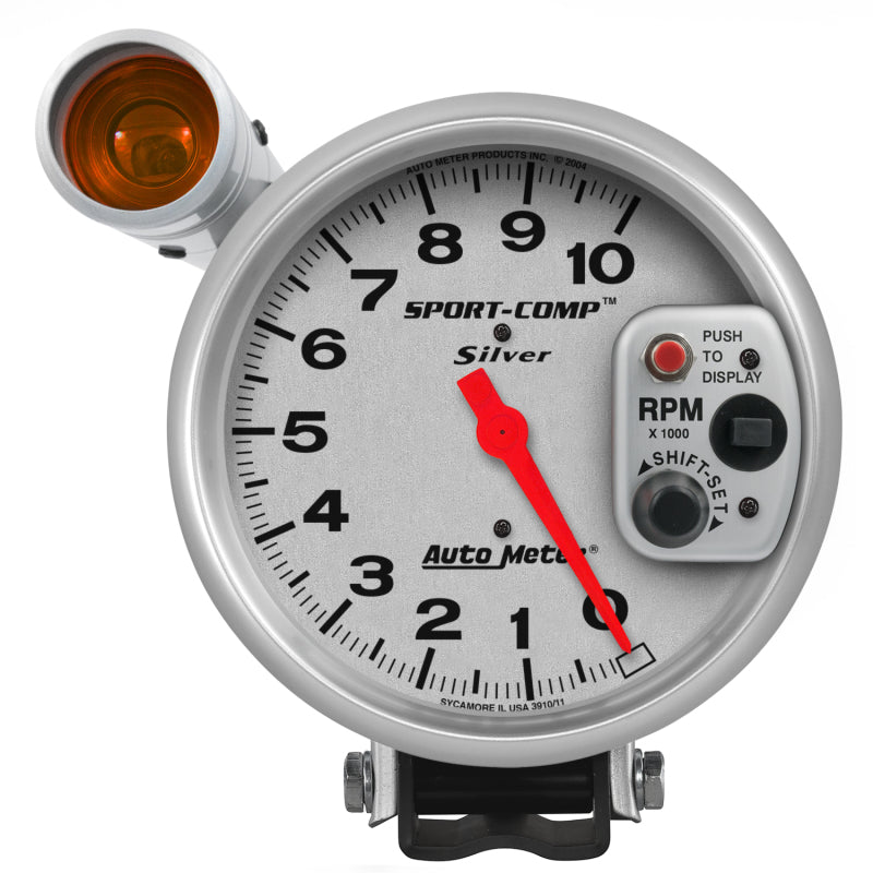 Autometer Gauge, 5", 10K Rpm, Pedestal w/ Ext. Shift-Lite, Ultra-Lit 3911 Photo - Primary