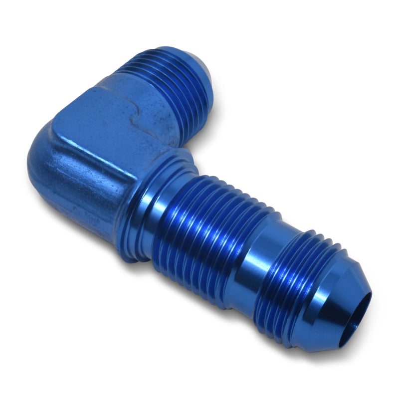 Russell -3 AN 90° Flare Bulkhead Adapter (Blue Finish) 661230 Photo - out of package