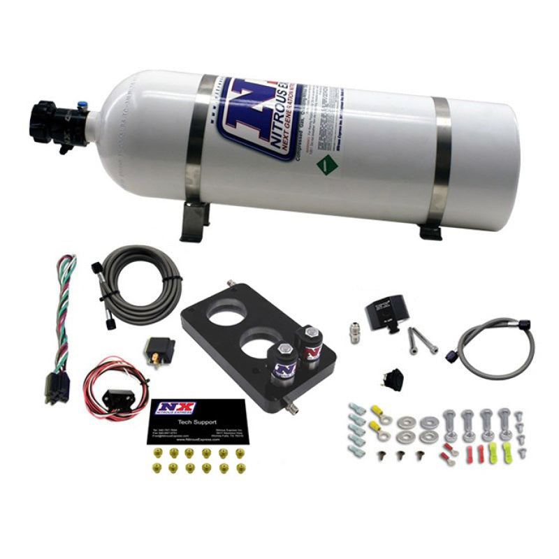 Nitrous Express 05-10 Ford Mustang 4.6L 3 Valve Nitrous Plate Kit (50-150HP) w/15lb Bottle 20947-15 20947-15 Photo - Primary