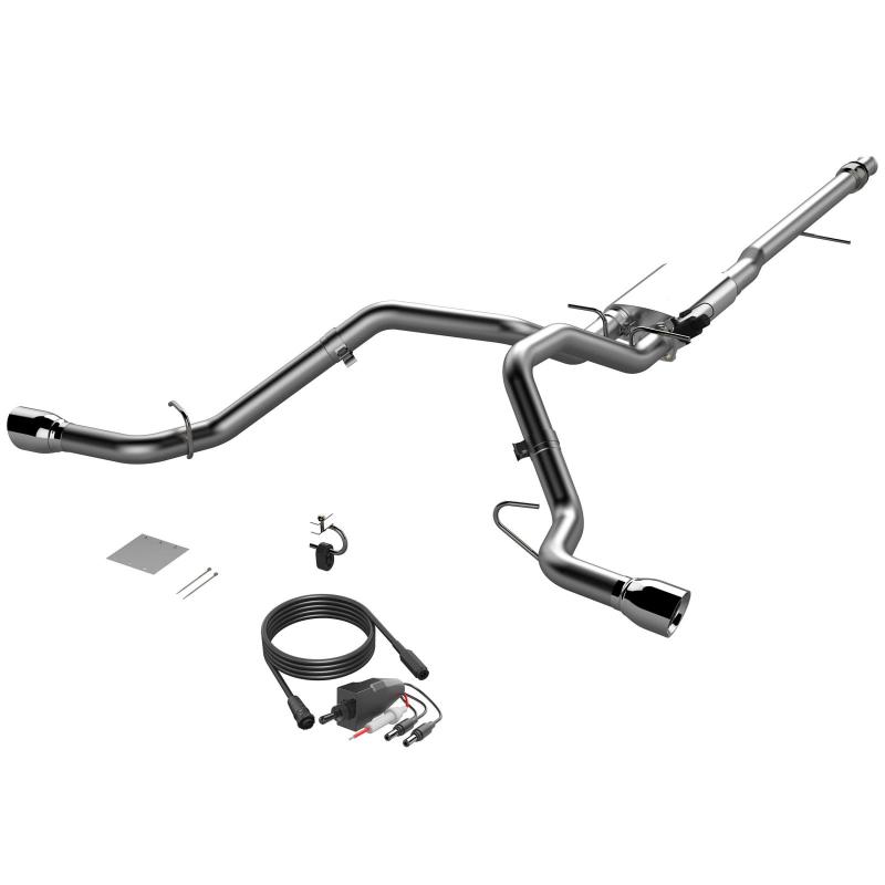 QTP 14-18 Chevy Silverado 1500 4.8L/5.3L EC/CC SB 304SS Scrmr Cat-Back Rear Split Exit w/4.5in Tips 410015 410015 Photo - Primary