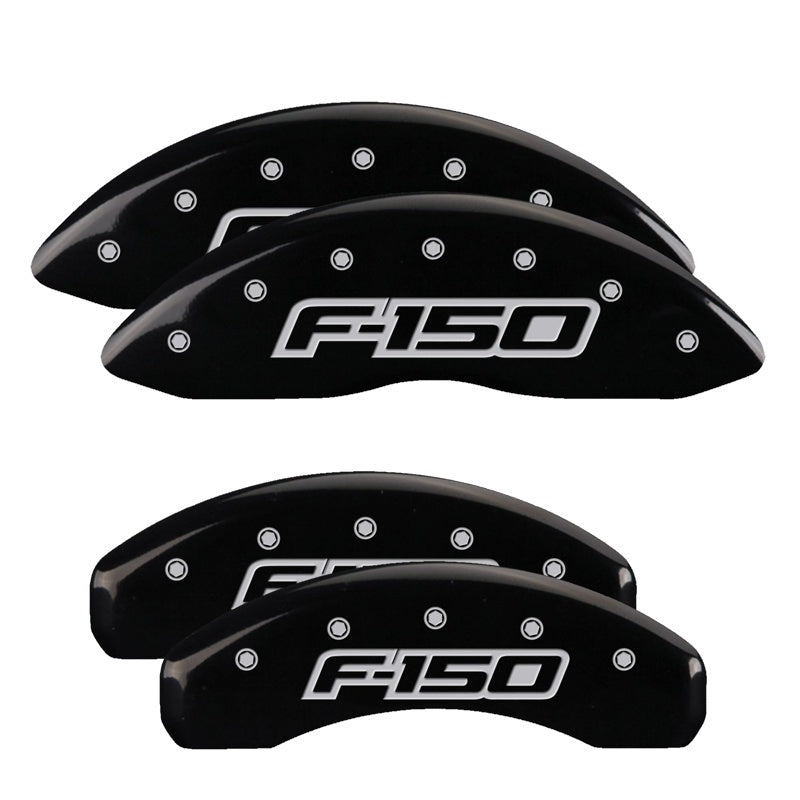 MGP 4 Caliper Covers Engraved F&R F150 / F150 2009 Black Powder Coat Finish Silver Characters 10219SF15BK 10219SF15BK Photo - Primary