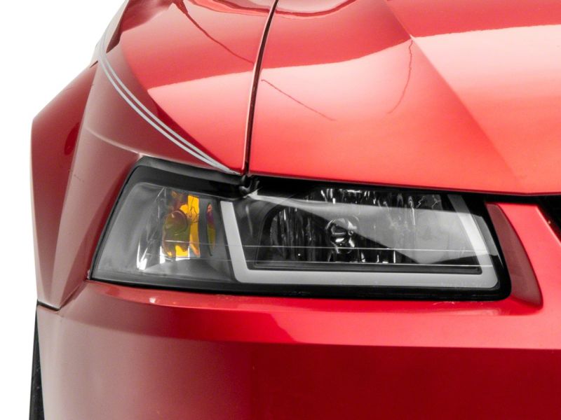 Raxiom 99-04 Ford Mustang Axial Series Headlights w/ LED Bar- Blk Housing (Clear Lens) 422712 422712 Photo - Close Up