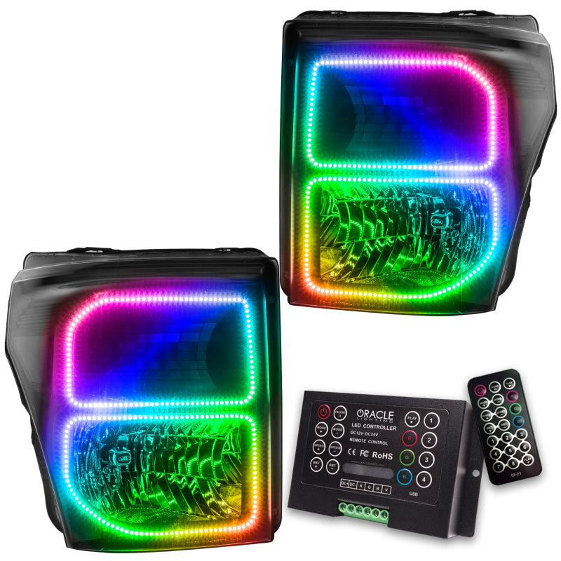 ORACLE Lighting Oracle 11-16 Ford F250/350 LED HL - Black - ColorSHIFT w/ 2.0 Controller 8159-333 8159-333 Photo - Primary