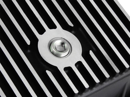 aFe Transmission Pan, Black w/ Machined Fins: Ford Trucks 93-08 (AODE/4R70 46-70222 Photo - Unmounted