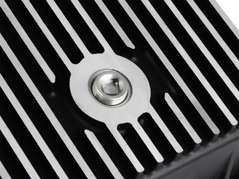 aFe Transmission Pan, Black w/ Machined Fins: Ford Trucks 93-08 (AODE/4R70 46-70222 Photo - Unmounted