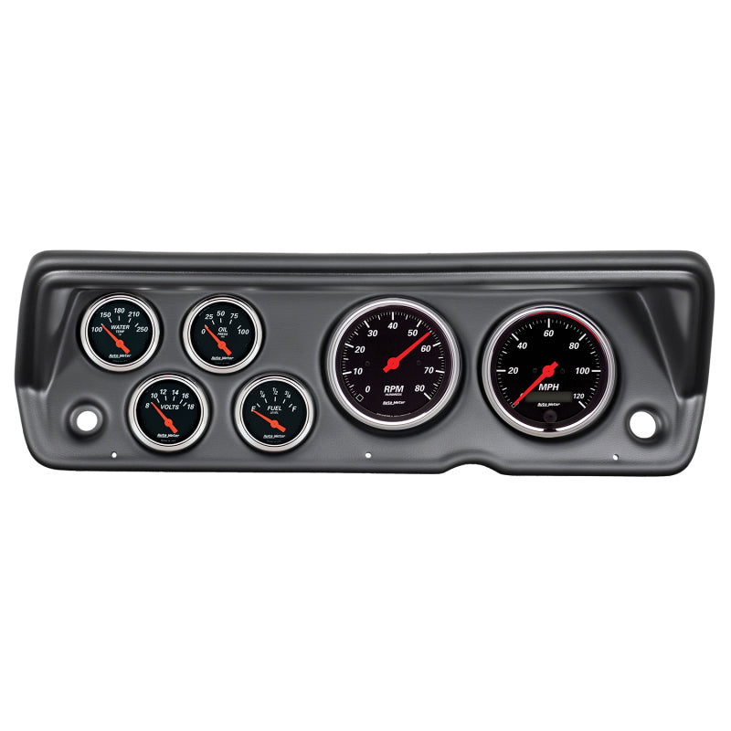Autometer Designer Black 70-76 Duster/Demon/Dart Dash Kit 6pc Tach / MPH / Fuel / Oil / WTMP / Volt 7031-DB 7031-DB Photo - Primary