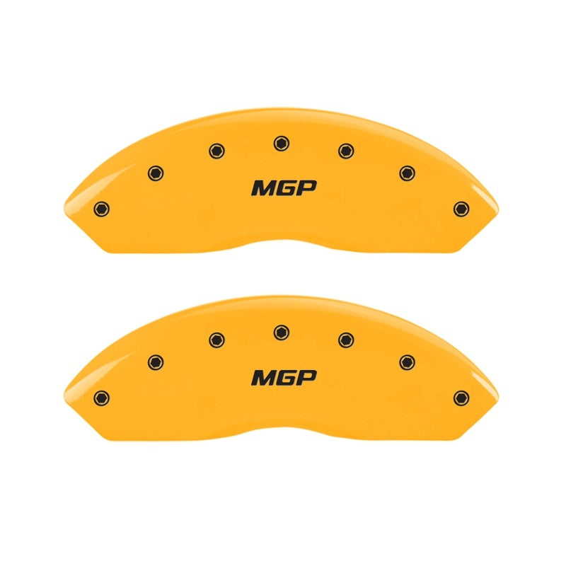 MGP 2 Caliper Covers Engraved Front MGP Yellow Finish Black Characters 2006 Jeep Wrangler 42009FMGPYL 42009FMGPYL Photo - Primary