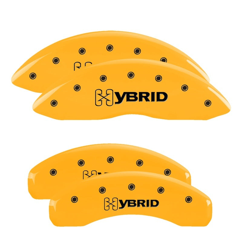 MGP 4 Caliper Covers Engraved F & R GM Style Yellow Finish Black Char 2005 Chevy Silverado 1500 14002SHYBYL 14002SHYBYL Photo - Primary