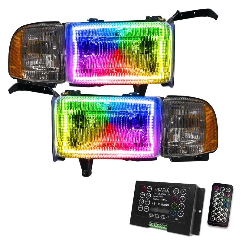 ORACLE Lighting Oracle 94-02 Dodge Ram Pre-Assembled Halo Headlights - ColorSHIFT w/ 2.0 Controller 8167-333 8167-333 Photo - Primary