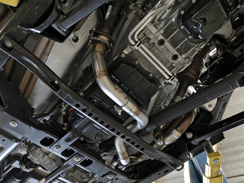 aFe Power Twisted Steel Y-Pipe 2-1/4in 409 SS Exhaust System 2018 Jeep 48-48026 Photo - Mounted