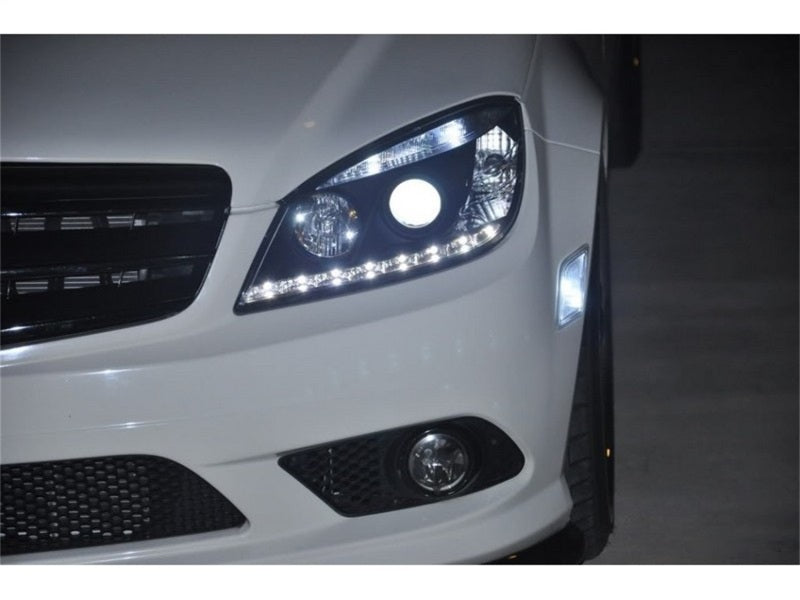 Spyder Mercedes Benz C-Class 08-11 Projector Headlights Halogen - DRL Blk PRO-YD-MBW20408-DRL-BK 5042262 5042262 Photo - Mounted