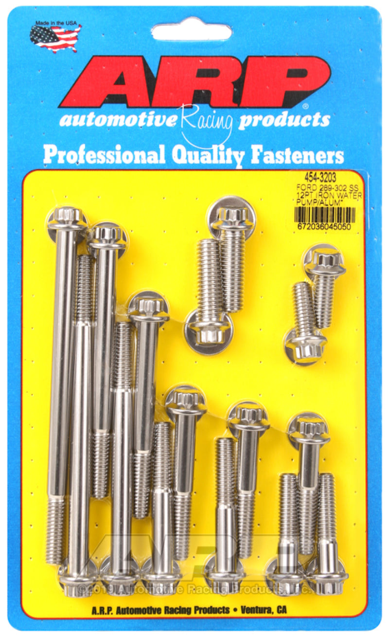 ARP Water Pump & Front Cover Bolt Kit for Ford 289-302 454-3203 Photo - Primary