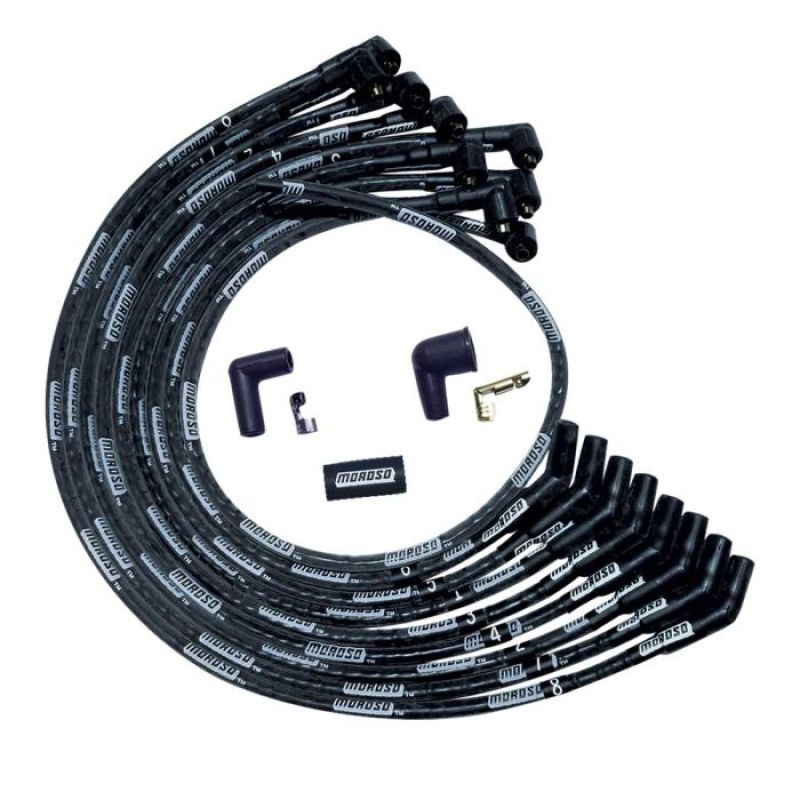 Moroso SB Ford 351W Sleeved 135 Deg Plug End Non-HEI Ultra Spark Plug Wire Set - Black 51573 51573 User 1