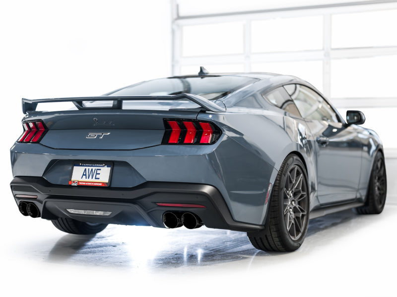 AWE Tuning AWE 2024 Ford Mustang GT Fastback S650 RWD Track Edition Catback Exhaust w/ Quad Diamond Black Tips 3020-43650 3020-43650 Photo - Mounted