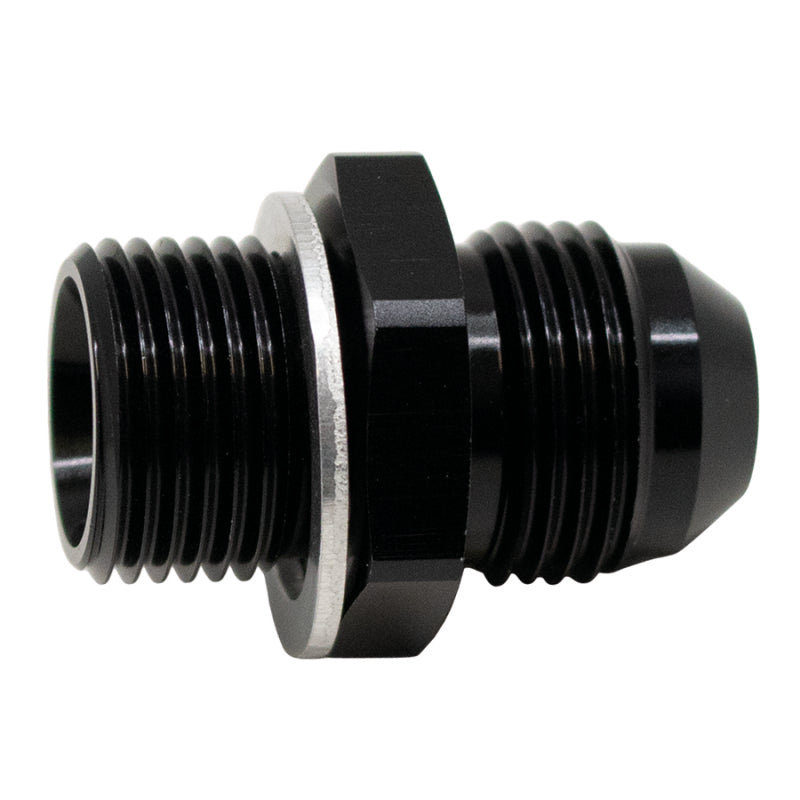 DeatschWerks 8AN Male Flare to M18 X 1.5 Male Metric Adapter (Incl Washer) - Anodized Matte Black 6-02-0620-B 6-02-0620-B Photo - Primary