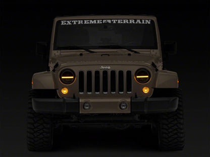Raxiom 97-18 Jeep Wrangler TJ & JK Axial 7-In LED Headlights w/ DRL - Blk Housing (Clear Lens) J143372 J143372 Photo - Close Up