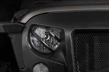 Rugged Ridge Elite Euro Guard Kit,Pivotal,Headlight,Black;07-18 Wrangler JK/JKU 11230.13 Photo - Mounted