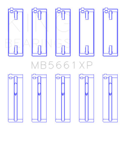 King Engine Bearings King Audi/VW ADZ/ AWT/ APK/ BHP/ BPY/ AKS (Size STDX) Main Bearing Set MB5661XPSTDX MB5661XPSTDX Photo - Primary
