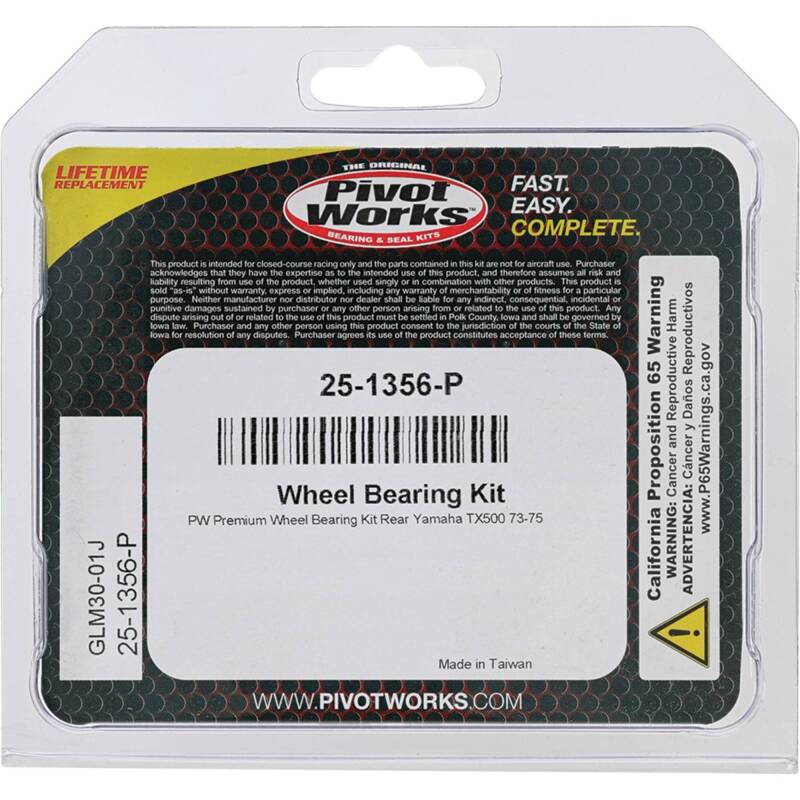 Pivot Works Yamaha Wheel Bearing Kit Premium Bearings 25-1356-P 25-1356-P Photo - Primary